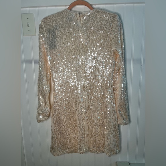 Gianni Bin Ruby Sequin Long Sleeve Round Neck Mini Dress size Small NWT - Picture 2 of 7
